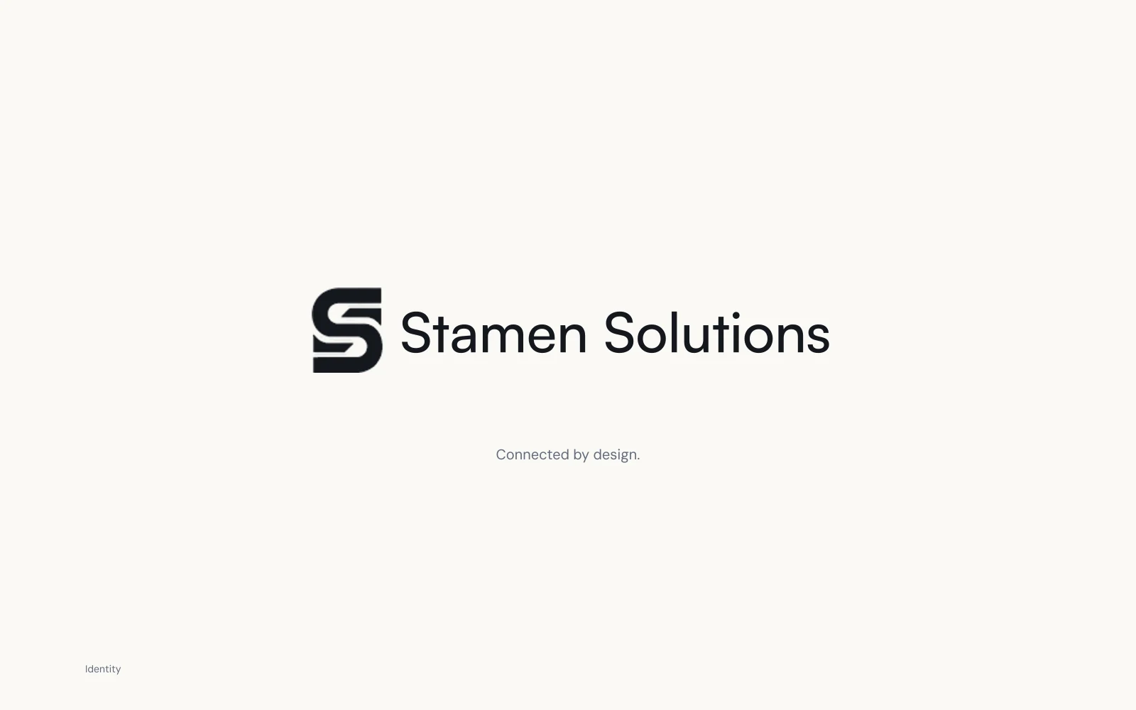 The existing Stamen Solutions symbol and wordmark presented on a warm white background.